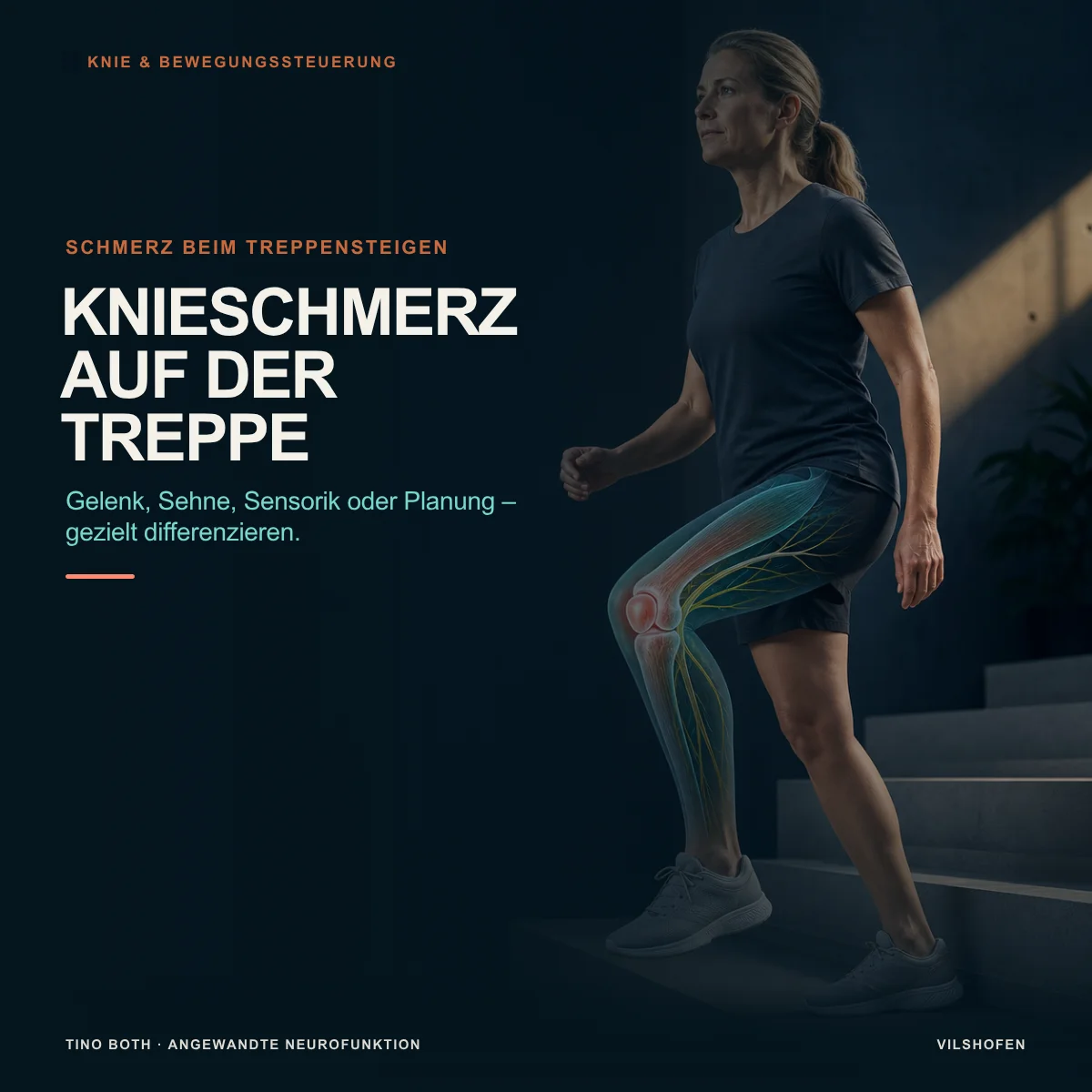 Knieschmerzen beim Treppensteigen: Gelenk, Sehne, Sensorik oder Bewegungsplanung?