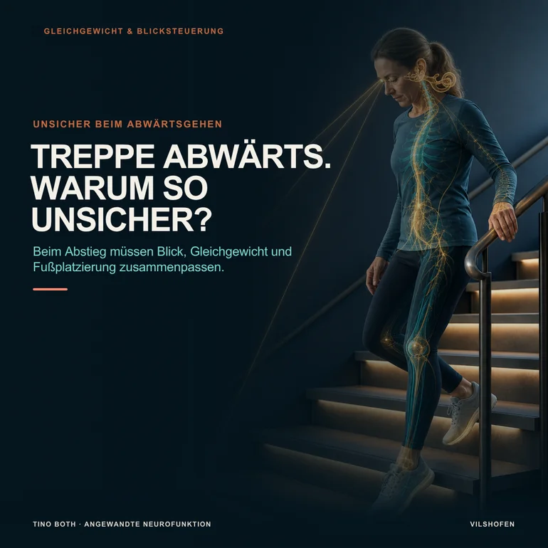 Treppen abwärts unsicher: Kraftproblem oder räumliche Orientierung?
