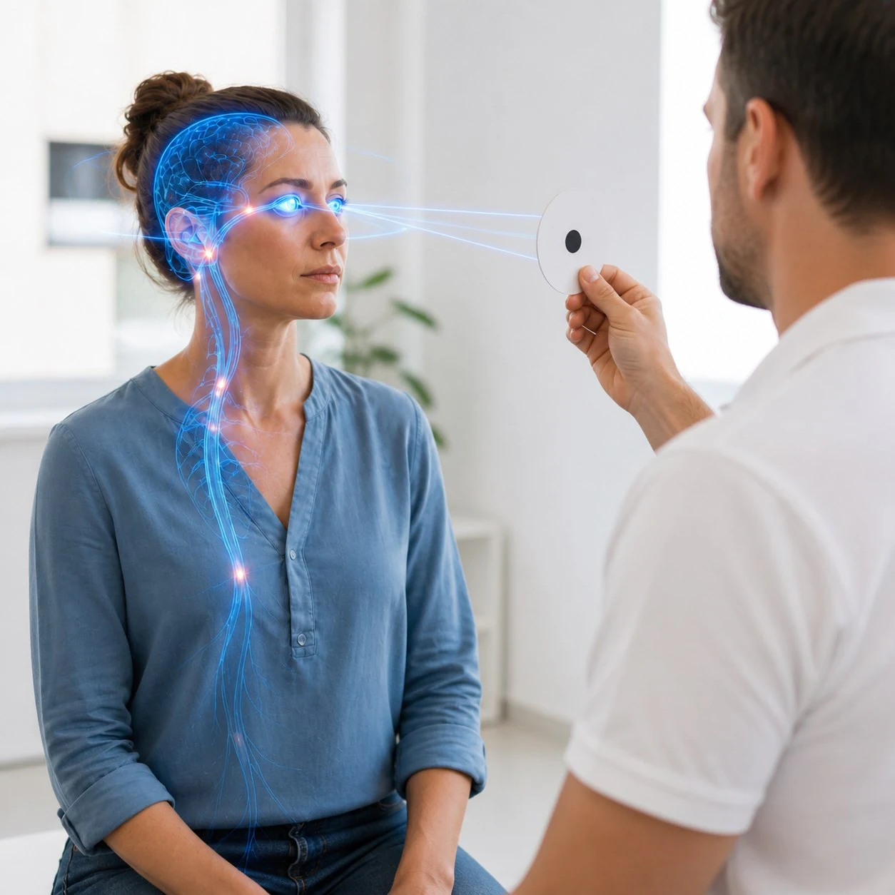 Blickstabilisierung bei Kopfbewegung und vestibulär ausgelöstem Schwindel testen