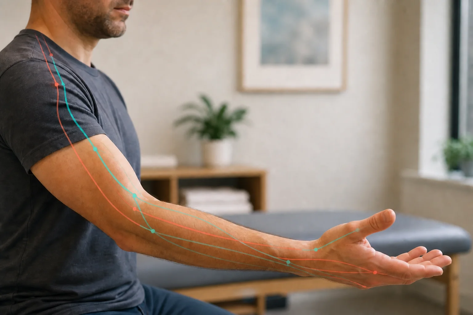 Kribbeln entlang eines anatomisch klar dargestellten Arms funktionell differenzieren
