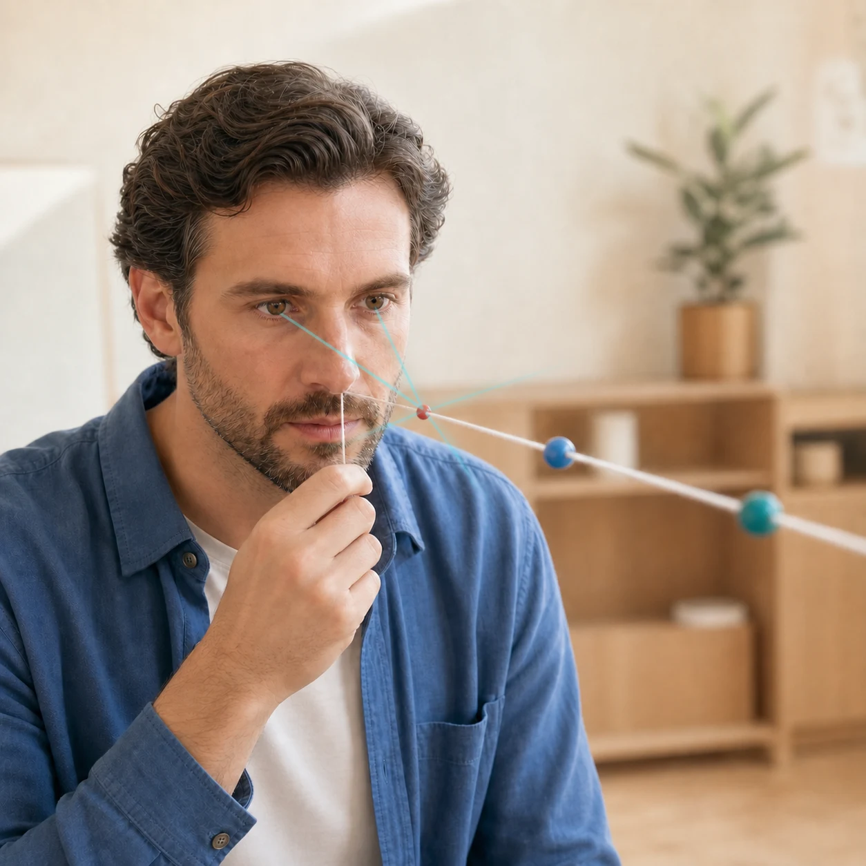 Brock-Schnur vom Klienten an der Nase gehalten und gerade in die Tiefe ausgerichtet
